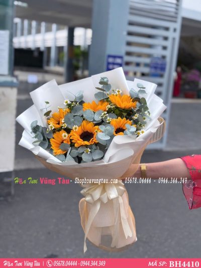 bó hoa hướng dương giấy trắng bh4410