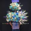 Lẵng hoa 2 tầng tone trắng xanh L197